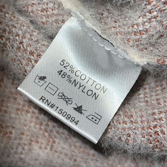 BELLE BY BELLDINI Fuzzy Houndstooth Plaid Mockneck Sweater-M - Picture 6 of 7